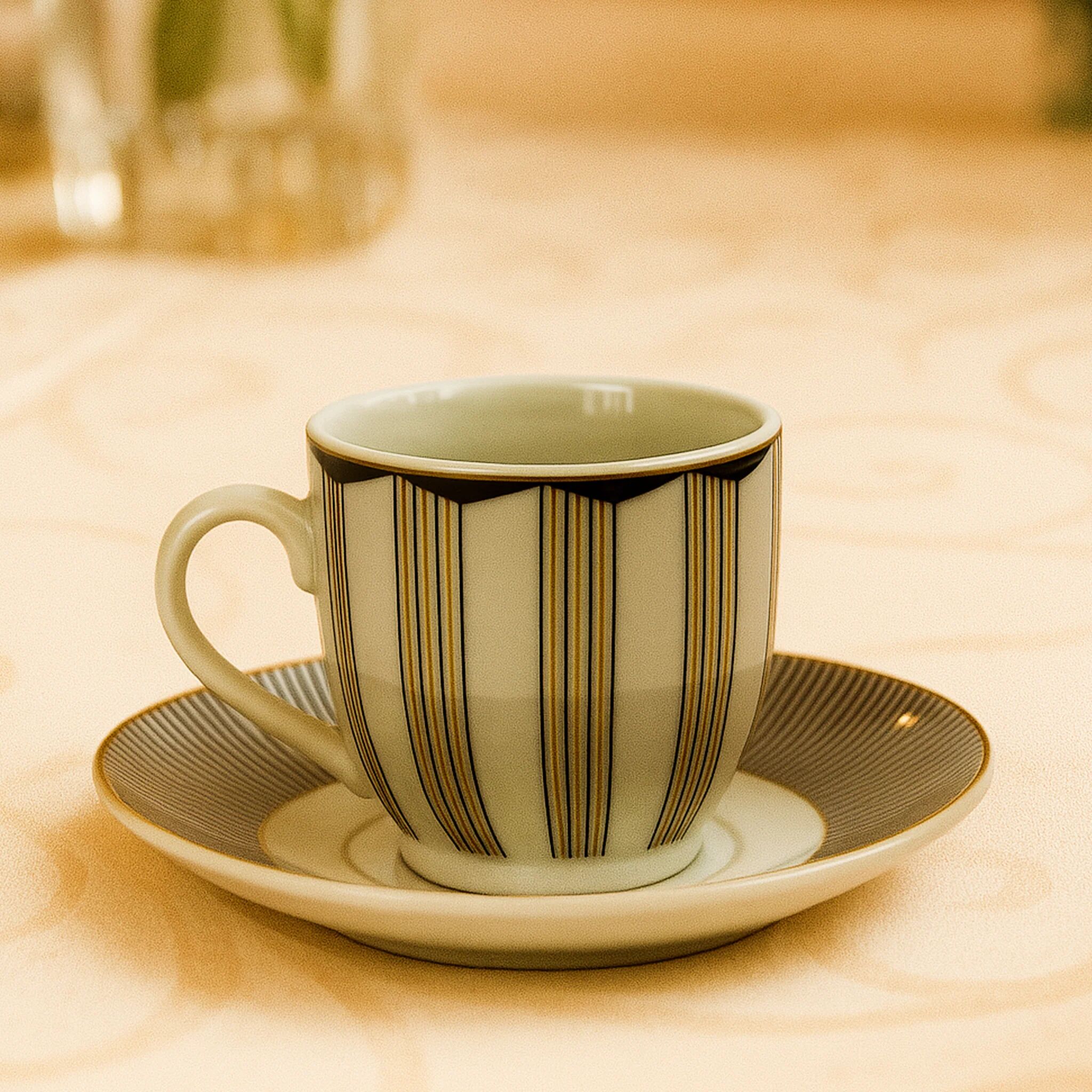 6 Tasses Et 6 Sous-tasses À Café Noir Elégant