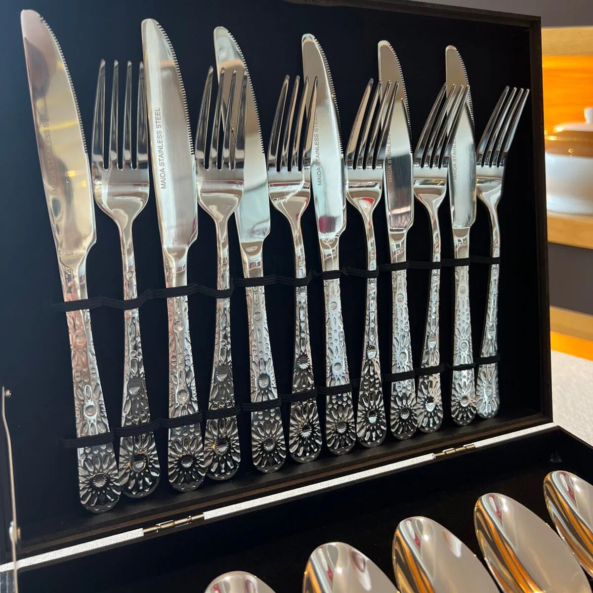 Ménagère 24 pièces en inox argenté – Zellige thumbnail 3