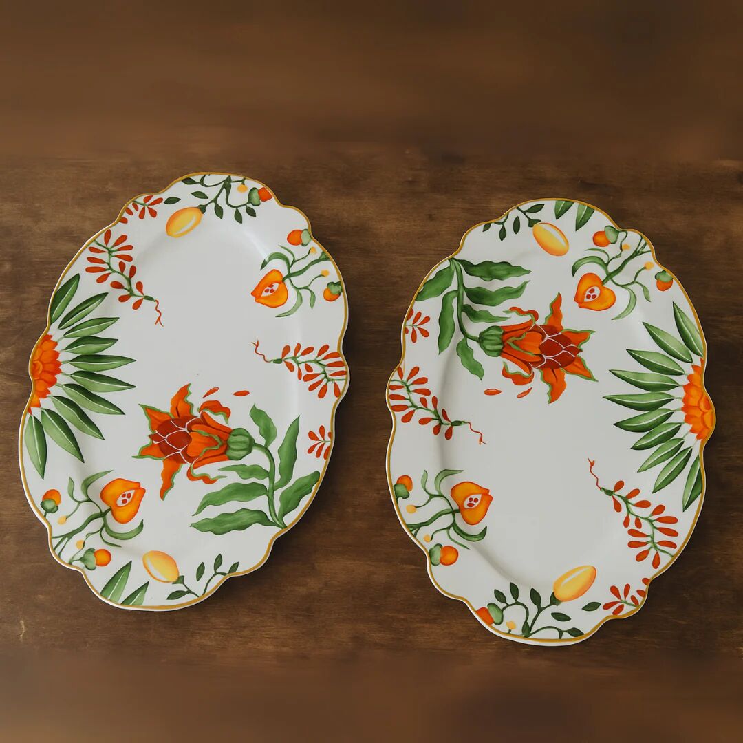 Ensemble de 2 plats rectangulaires – Fleur Lotus