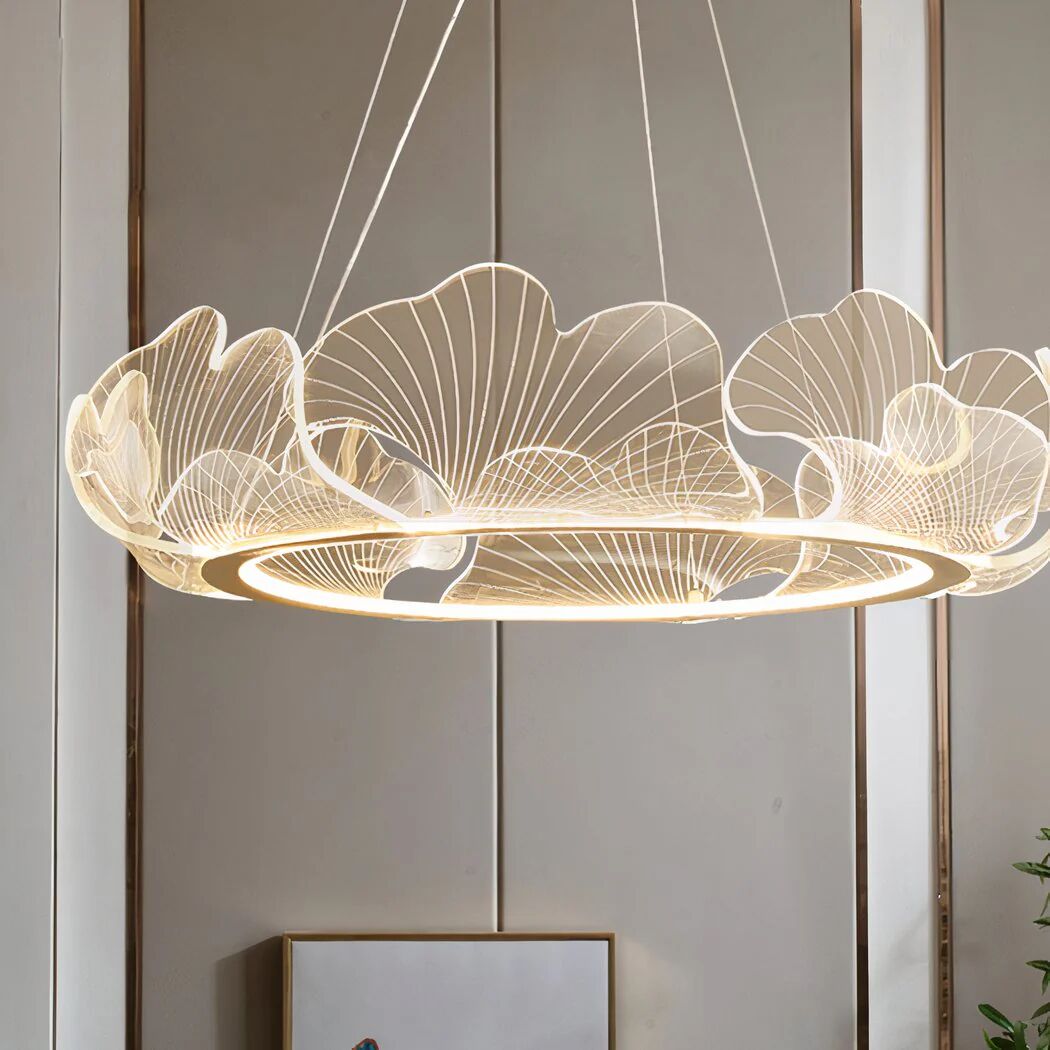 Lustre Feuille Géante Et Transparente Au Design Nordique Moderne Et Minimaliste thumbnail 4