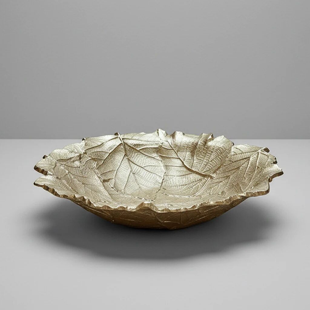 Coupe ronde décorative feuille dorée