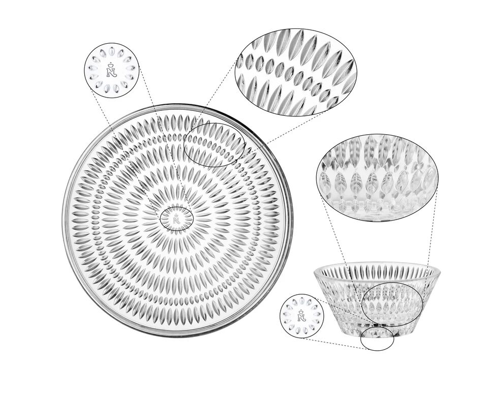 Ensemble plat et 3 coupelle en cristal Ethno