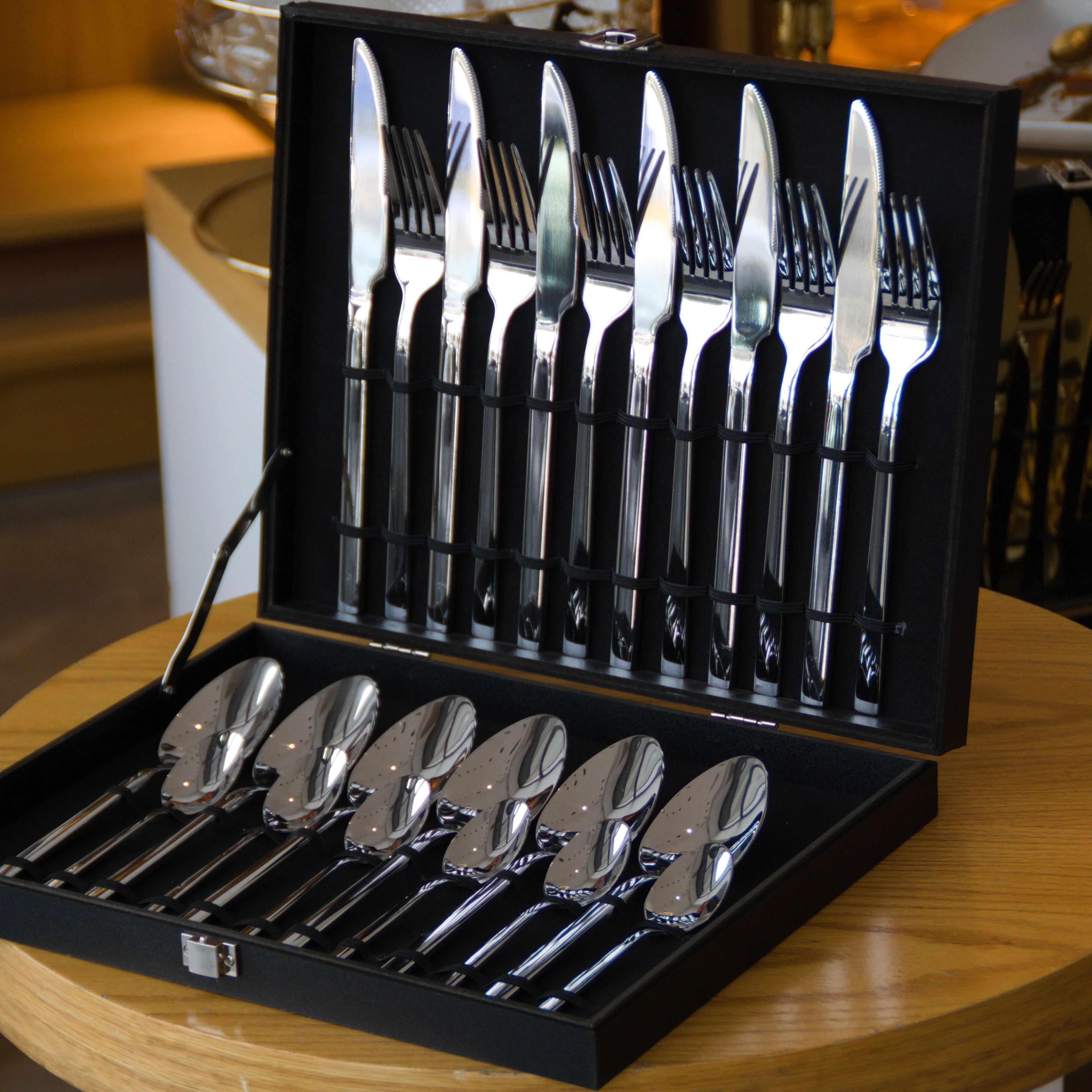 1 Ménagère 24 Pièces Hony Silver Pour 6 Personnes thumbnail 4