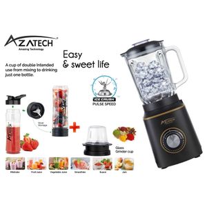 Blender Mixeur 3 En 1 5 Vitesses Bol En Verre 1,5l + Mini Hachoir + Smoothie 600ww