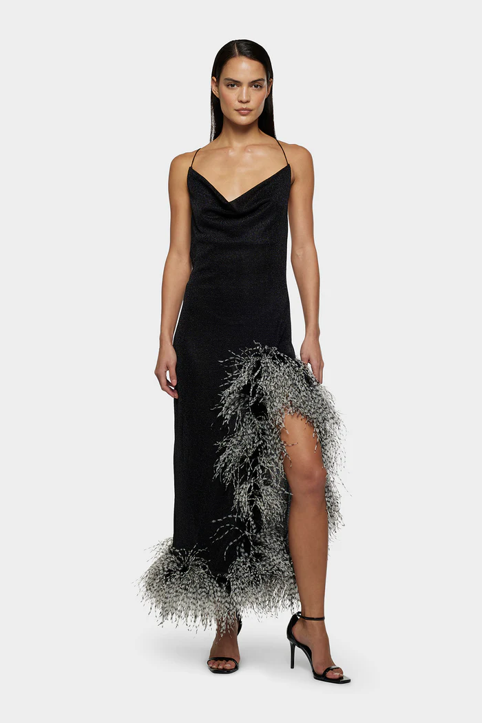 Robe De Soirée Lumière Bicolore Plumage