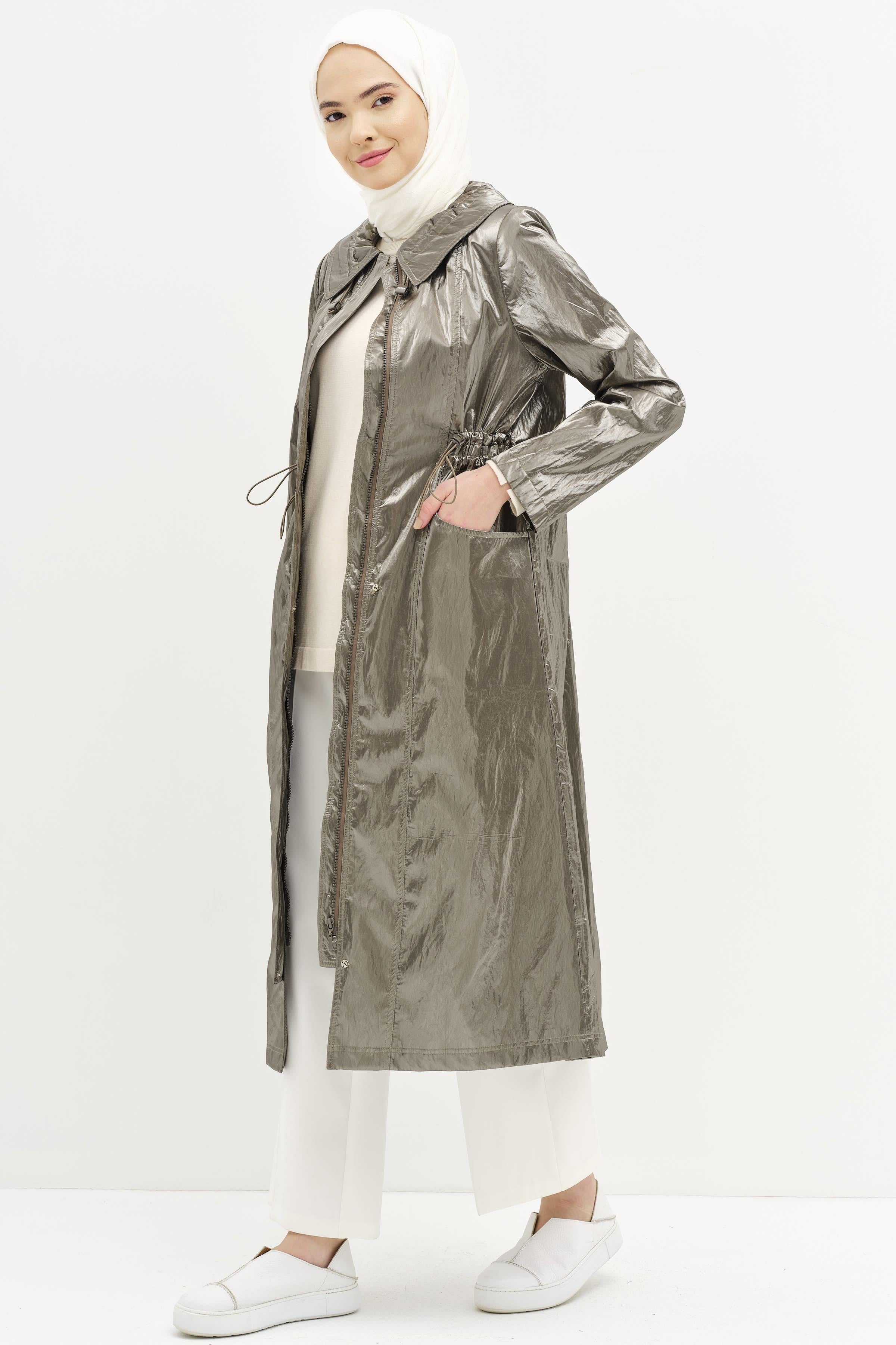 Imperméable Avec Poches À Rabat Et Taille Élastique