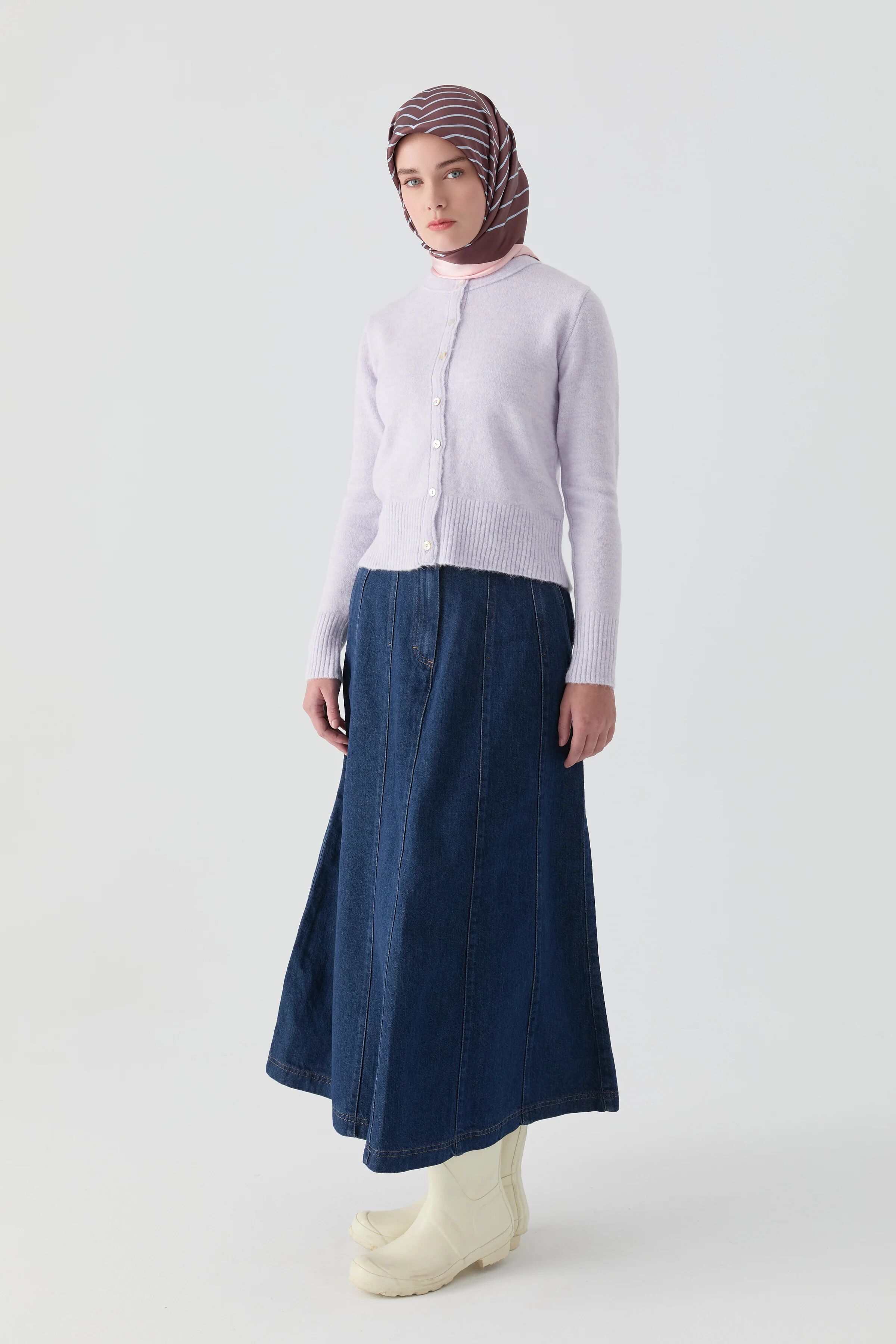 Jupe en denim à empiècements