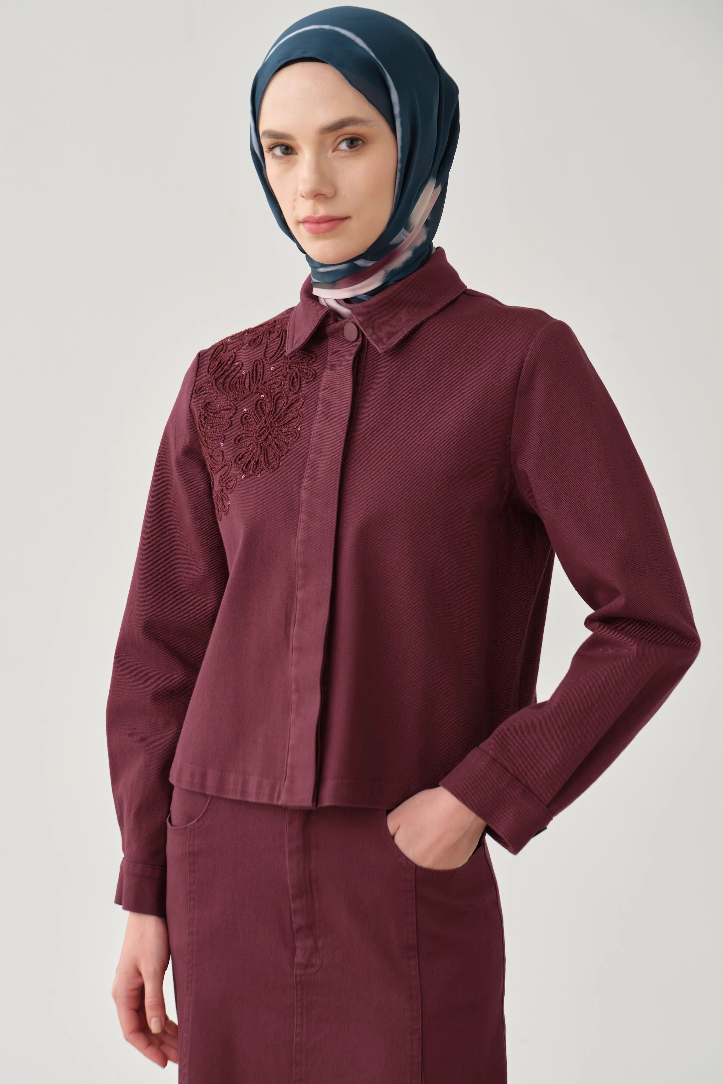 Veste En Toile Mini Avec Détails Brodés