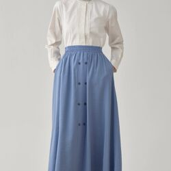Jupe À Taille Élastique Avec Boutons