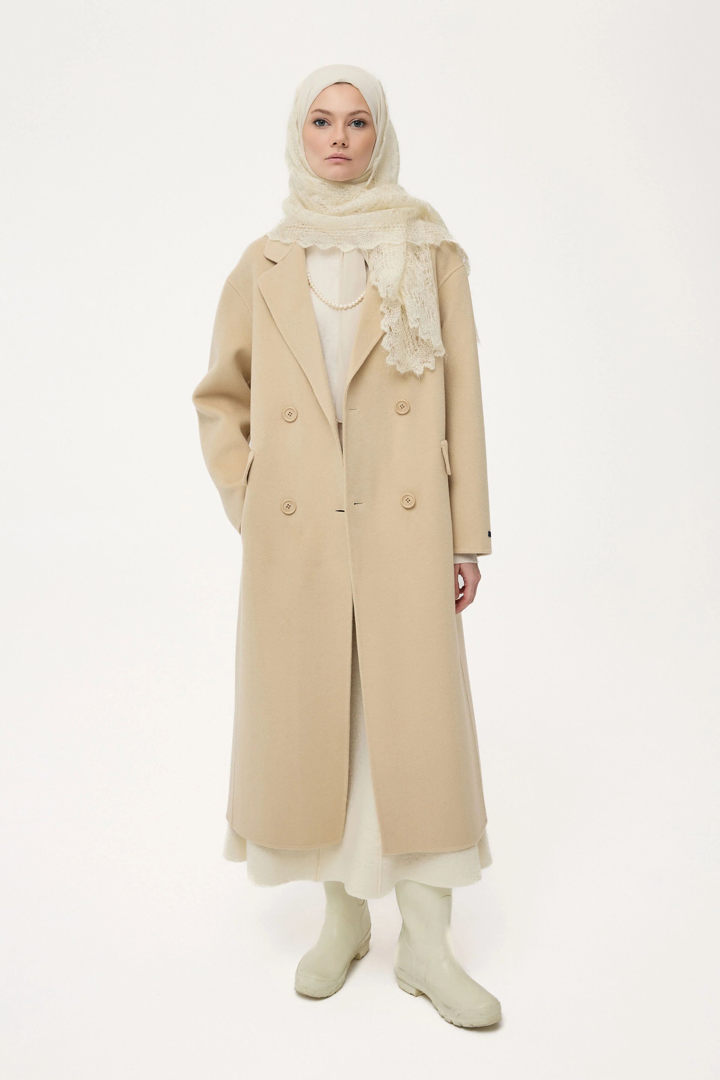 Manteau Croisé Fait Main En Laine 100 %