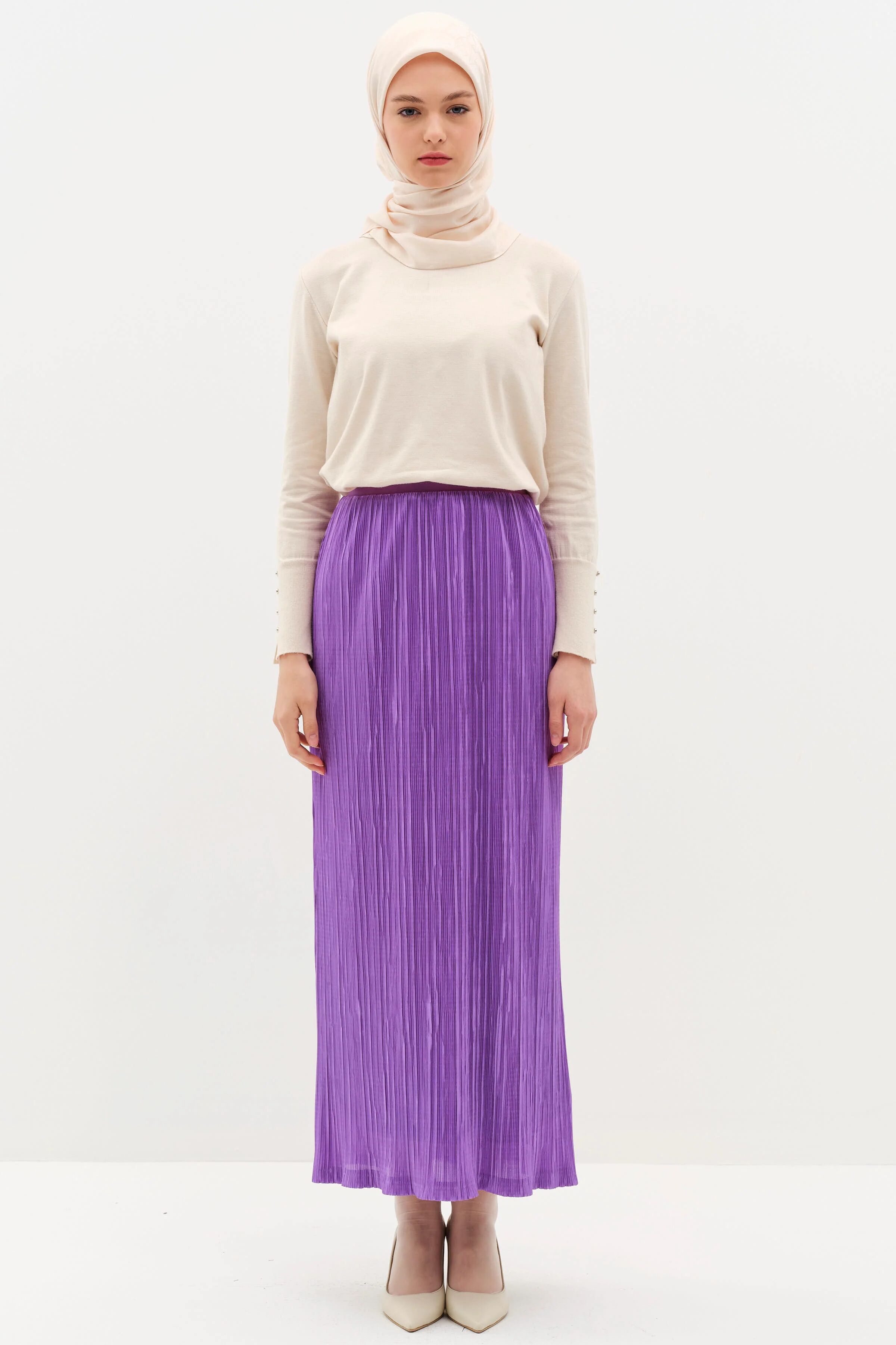 Jupe Plissée À Taille Élastiquée