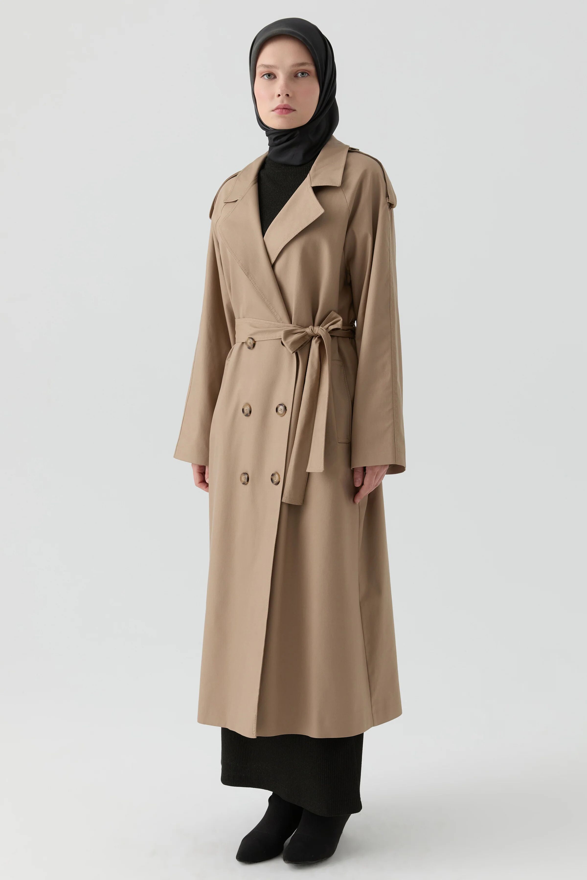 Trench Croisé Avec Détail Épaulettes