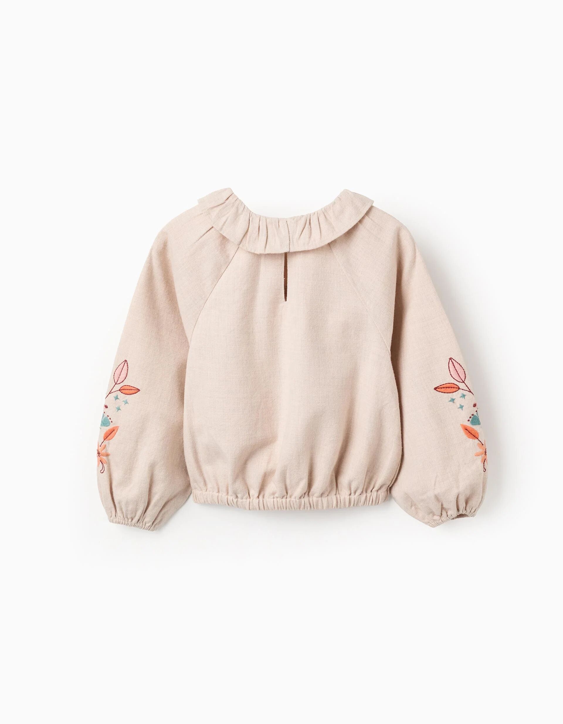 Blouse En Twill À Volants Et Broderies Florales