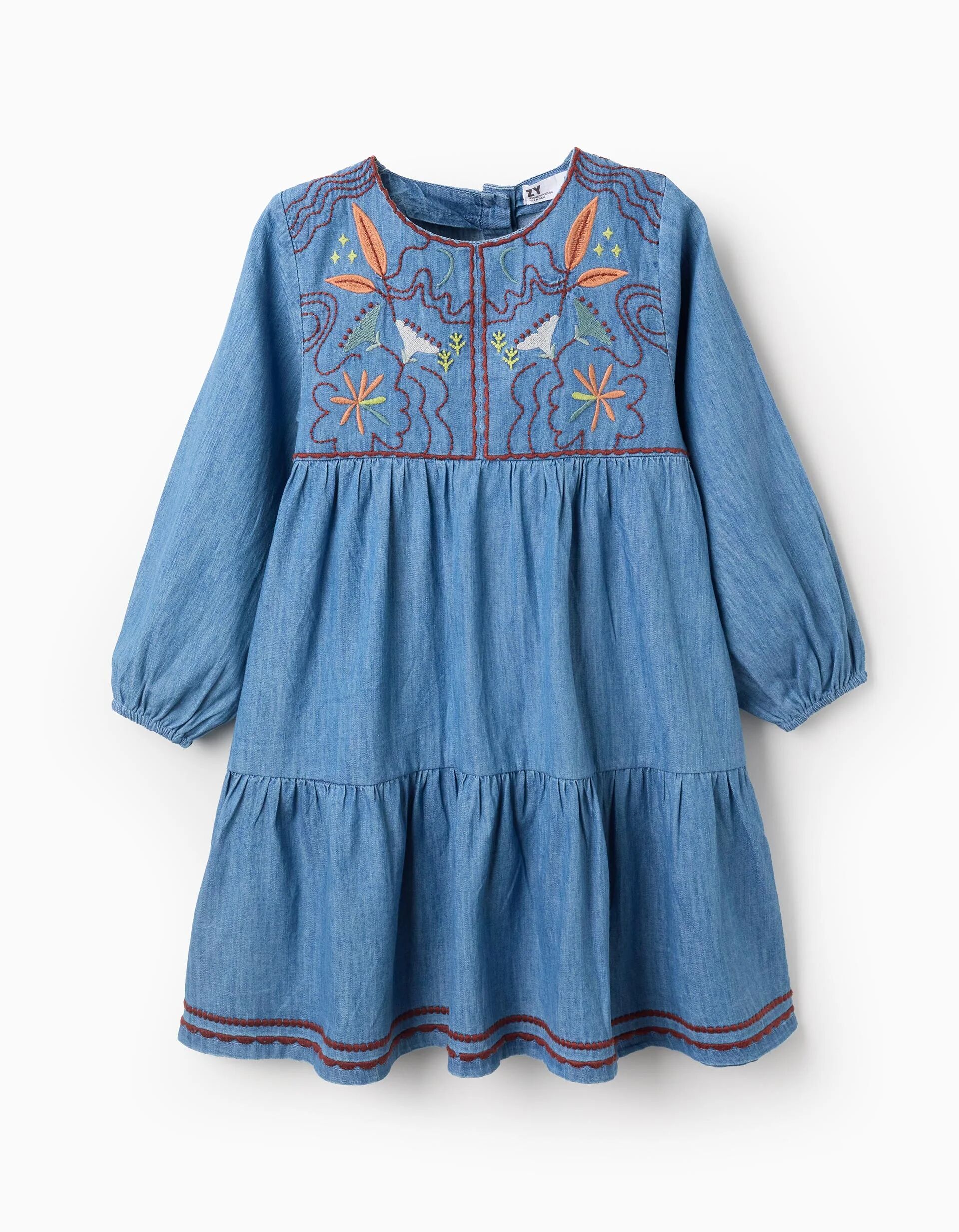 Robe En Jean Avec Broderies Florales