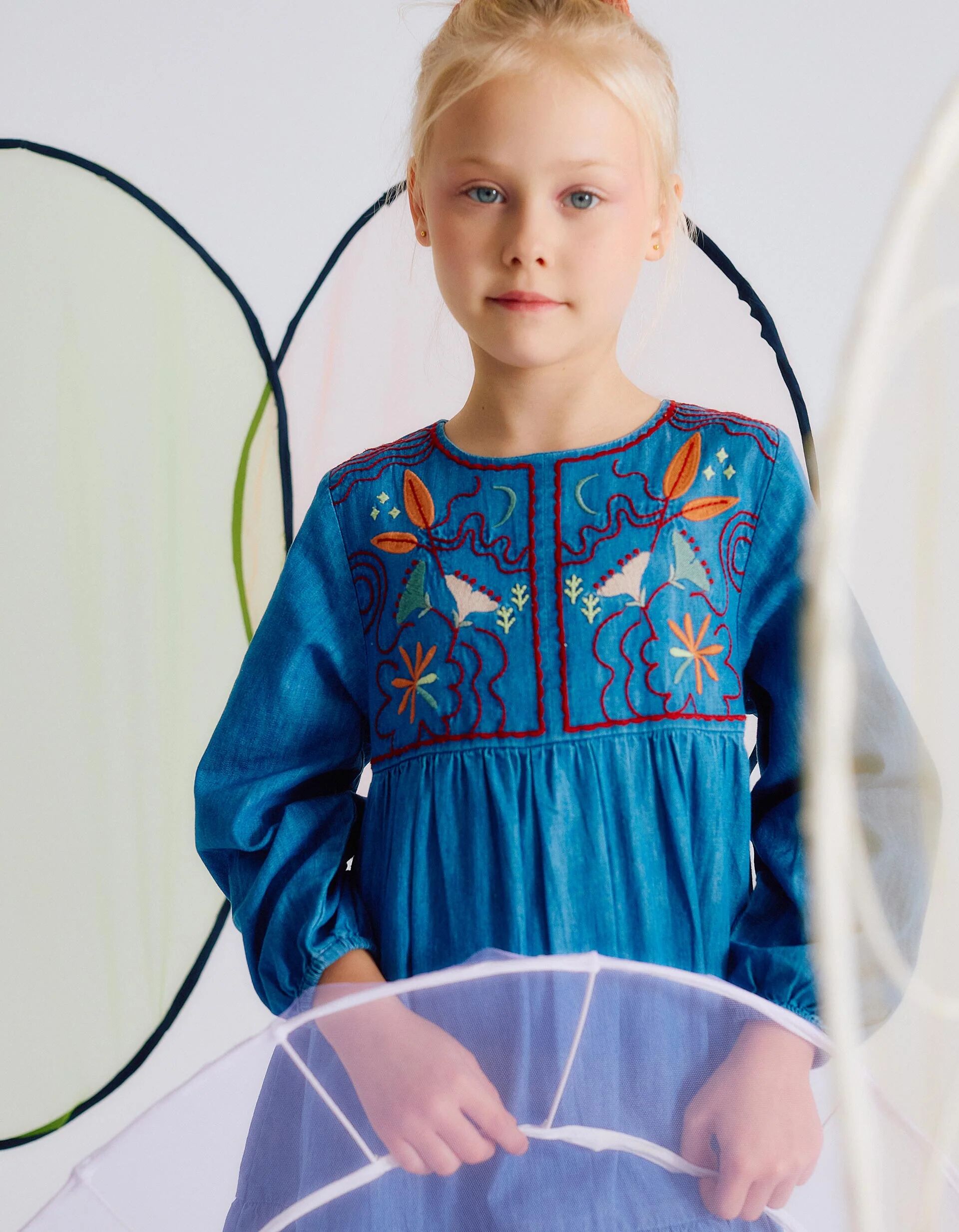 Robe En Jean Avec Broderies Florales