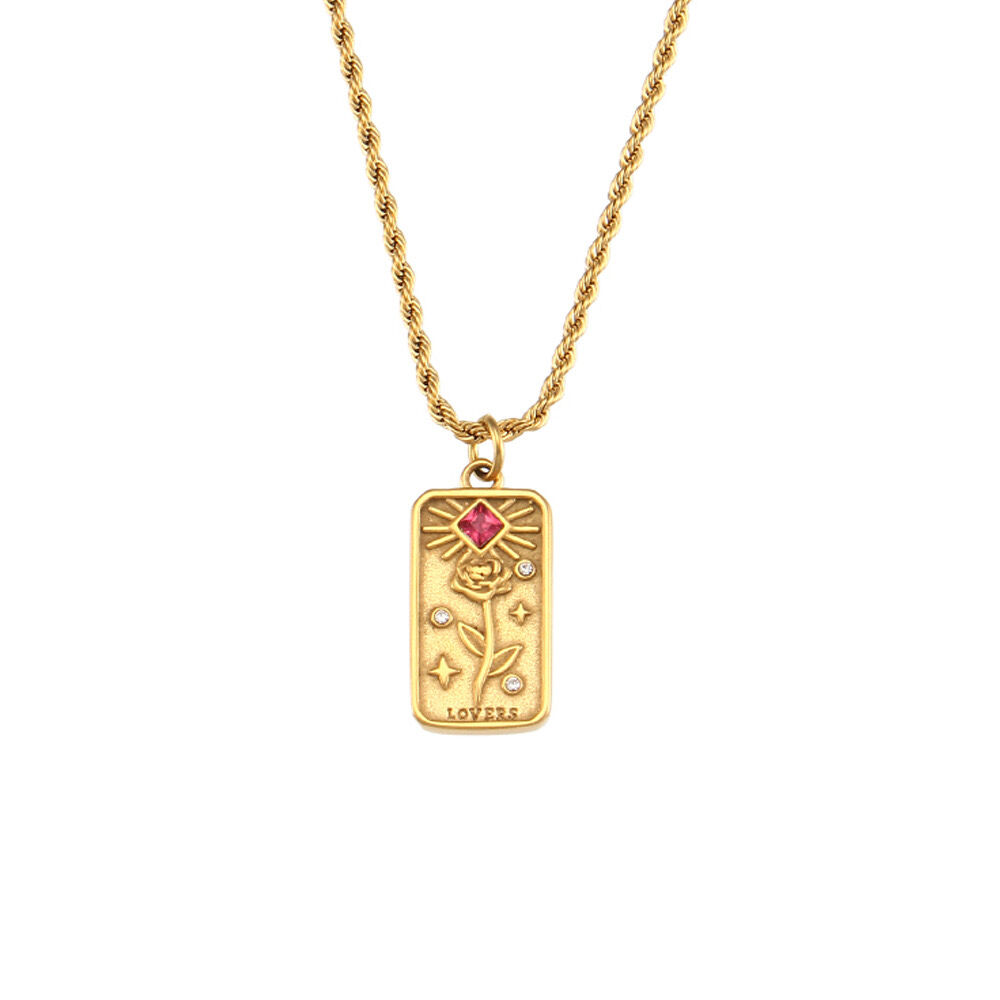 Collier Talisman Tarot Doré Plaqué Or 18k Loves Cgtg001 thumbnail 1