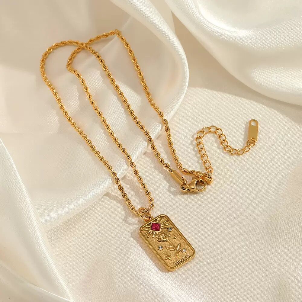 Collier Talisman Tarot Doré Plaqué Or 18k Loves Cgtg001 thumbnail 3