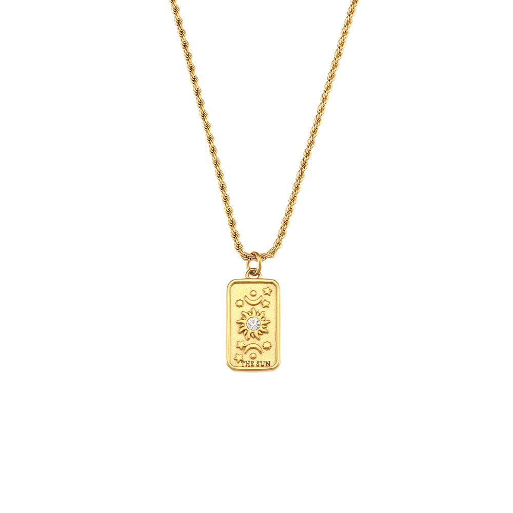 Collier Talisman Tarot Doré Plaqué Or 18k the Sun Cgtg002 thumbnail 1