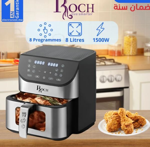 Roch - Friteuse sans Huile - 7 Litres - 8 programmes - Écran tactile LED - 1500W