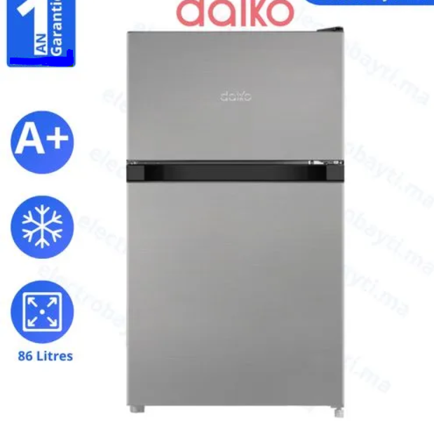 Daiko - Réfrigérateur 86 L - Double portes - Silver