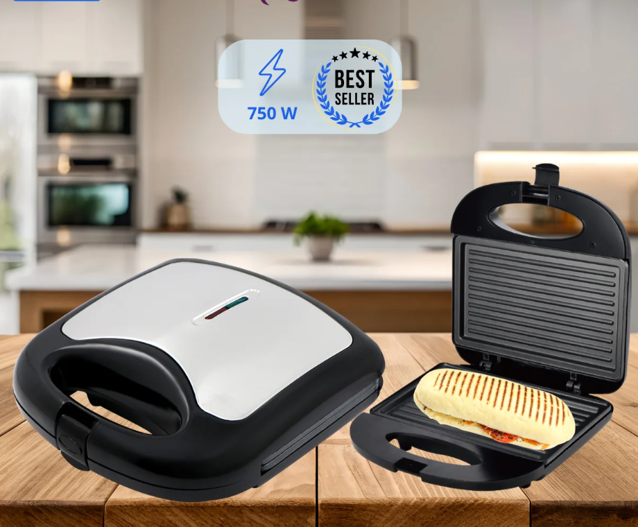 Roch - Grill panini en acier inoxydable antiadhésif  - 750W