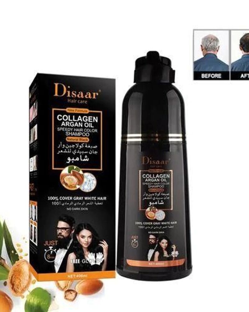 Shampooing Colorant Noir Pour Cheveux À Base De Collagène Et Huile D'argan