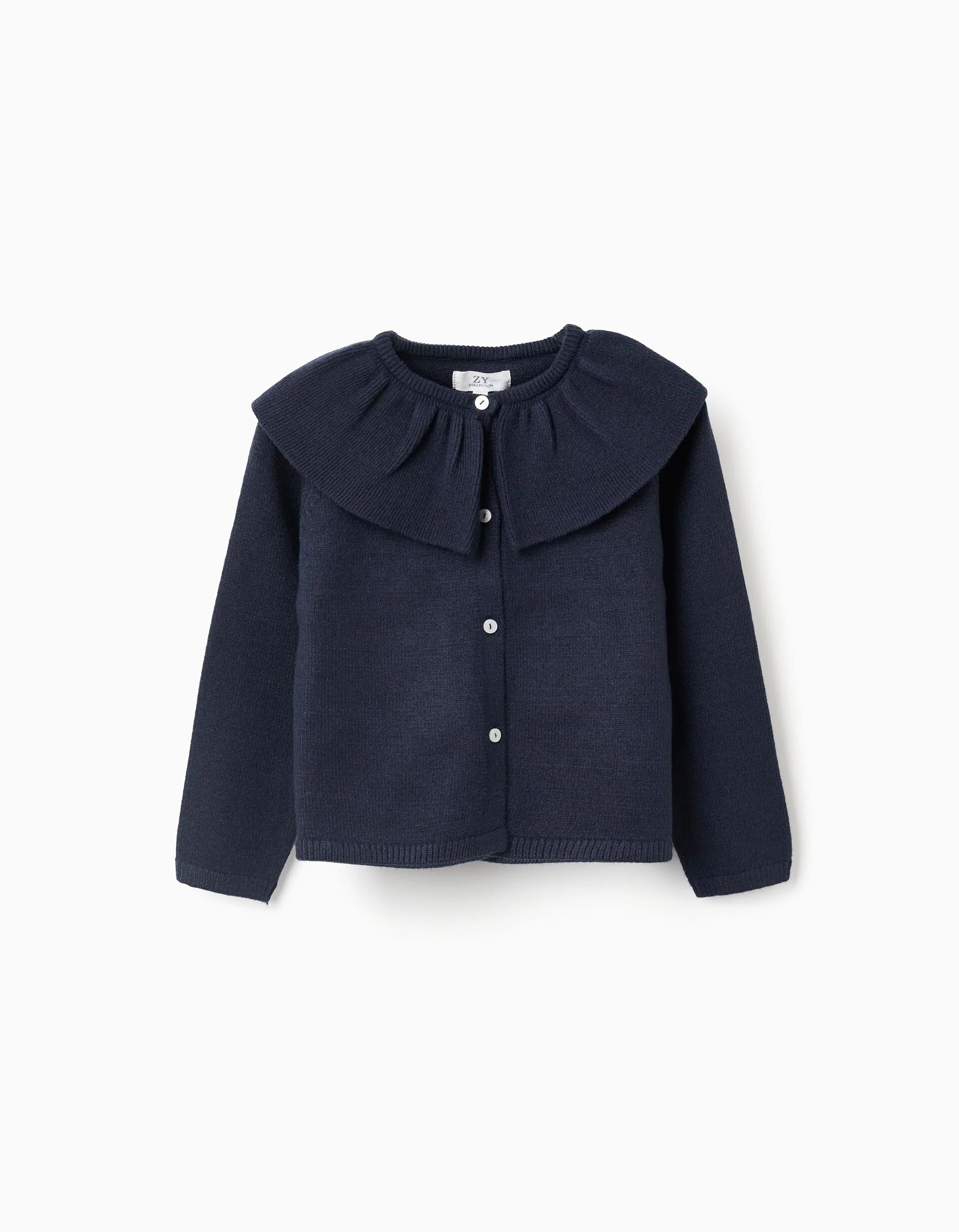 Cardigan En Maille À Volants Et Maxi Col thumbnail 1