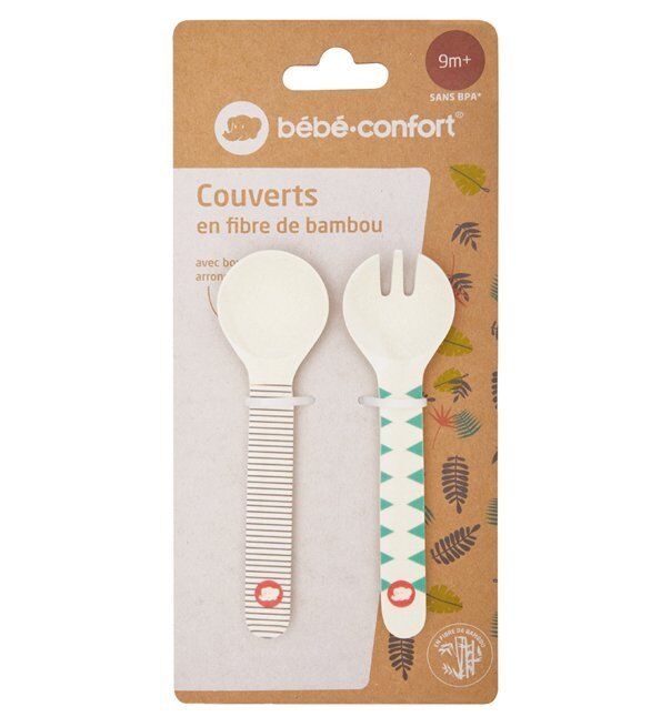 Bebe Confort - Couverts D’apprentissage En Bambou - Jungle Vibes (9m +)
