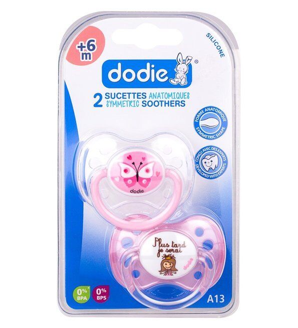Sucettes Forme Anatomique Silicone (6m+) - Papillon & Princesse