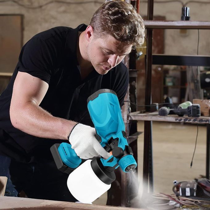 Pistolet À Peinture Électrique Sans Fil 1800 Ml Haute Puissance Hvlp Pour Peinture, Avec 2 Batteries 48 Volt