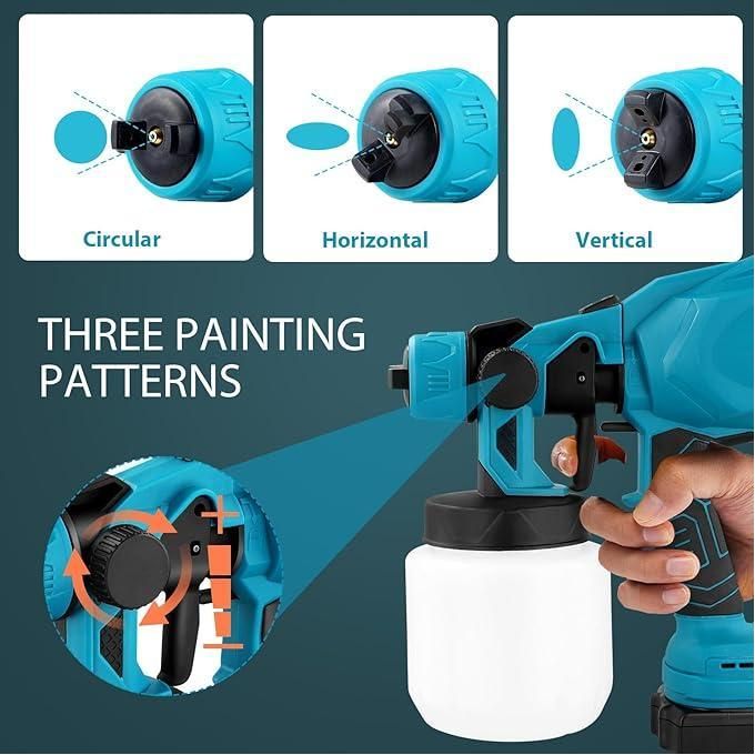 Pistolet À Peinture Électrique Sans Fil 1800 Ml Haute Puissance Hvlp Pour Peinture, Avec 2 Batteries 48 Volt thumbnail 4