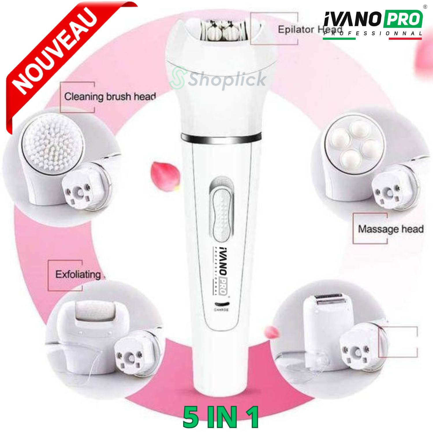 Épilateur Rasoir Multifonction Électrique 5 En 1 , Rechargeable Usb Ivo-2121