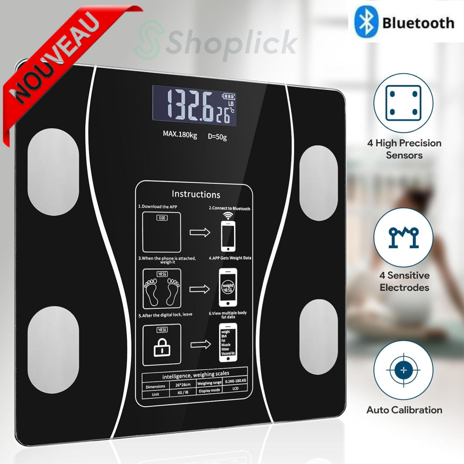 Balance Numérique Intelligente Poids Bluetooth Avec Connexion Téléphonique thumbnail 4