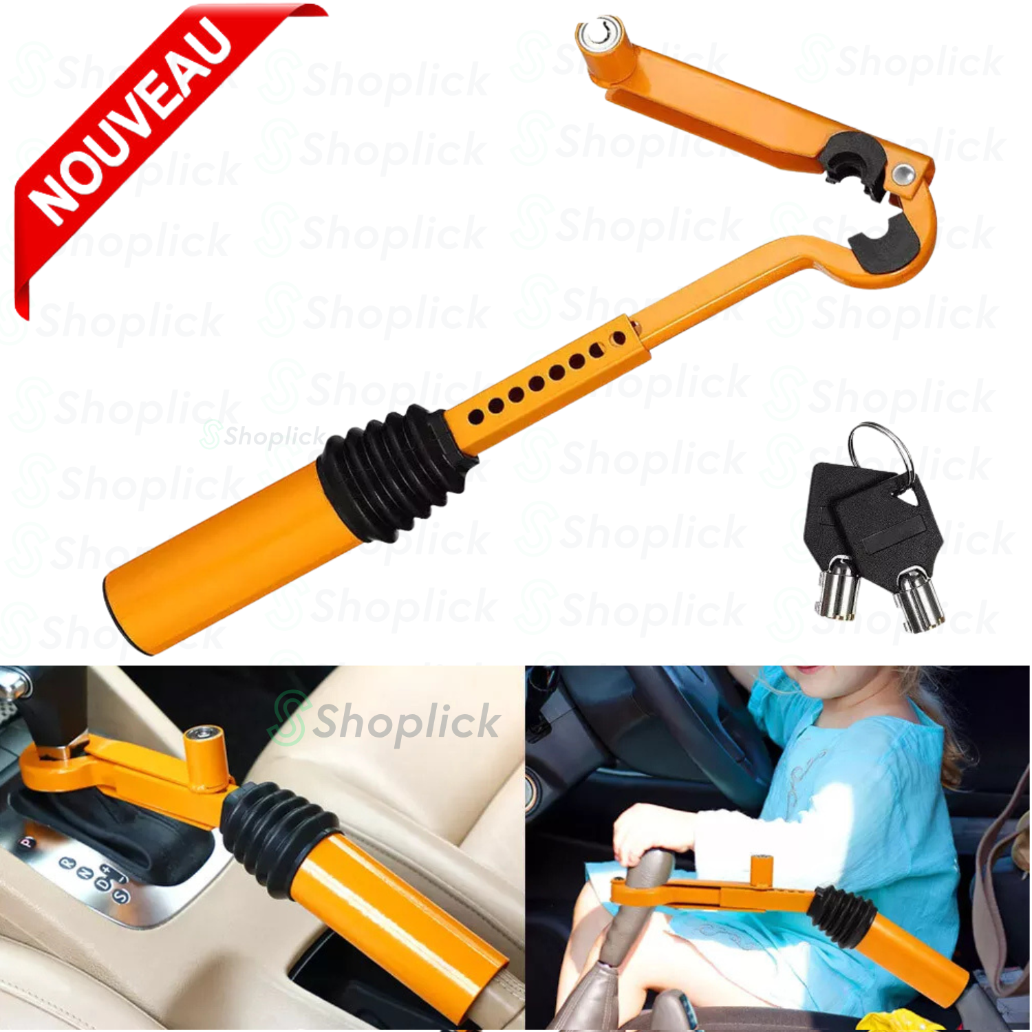 Antivol Robuste Pour Levier De Vitesse Et Frein À Main, Verrou De Sécurité Rotatif