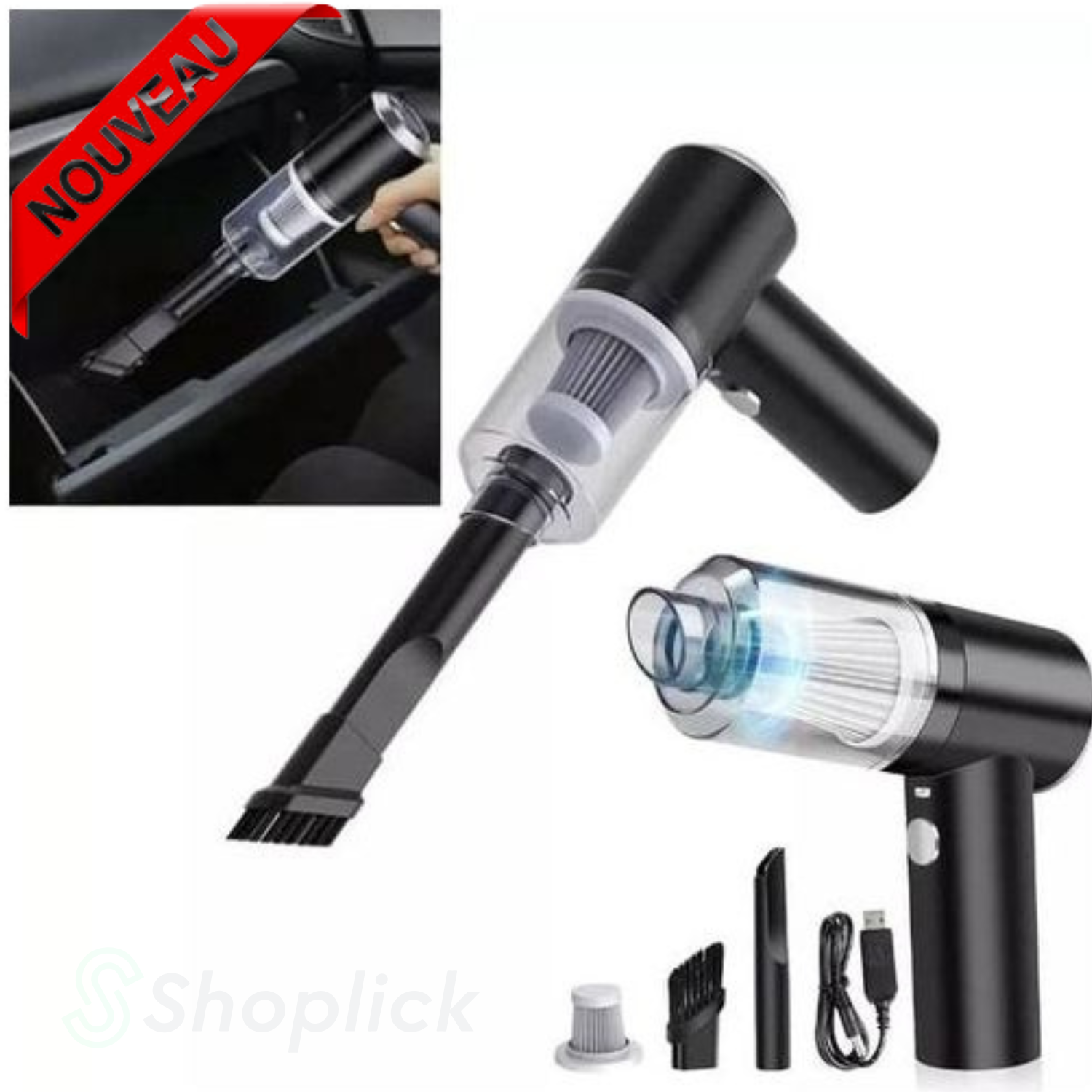 Mini Aspirateur Sans Fil Rechargeable USB – Voiture Maison Et Bureau thumbnail 1