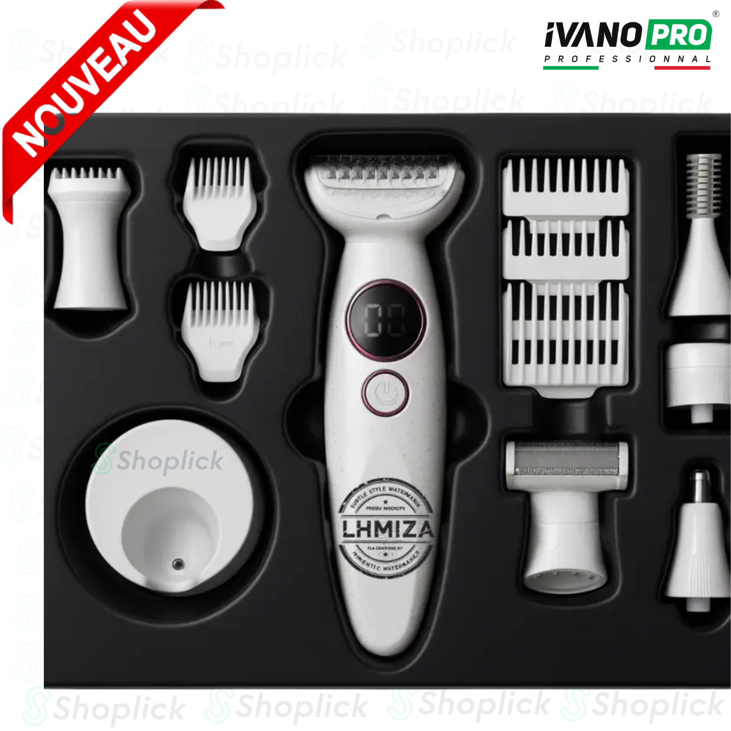 Tondeuse & Épilateur 11 En 1 Multifonction Professionnel Ivo-7101 Waterproof Ipx7, Écran Led, Autonomie 90 Min