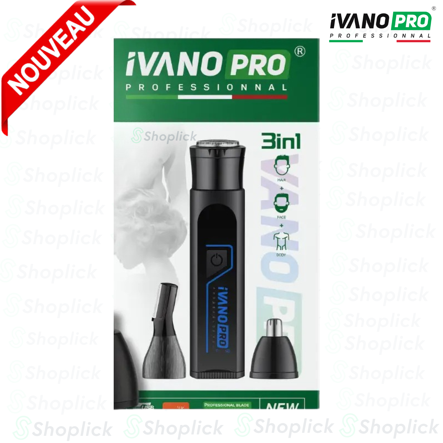 Rasoir Électrique Multifonction -1060 Pour Barbe, Corps, Nez. Compact, Puissant, Rechargeable Usb