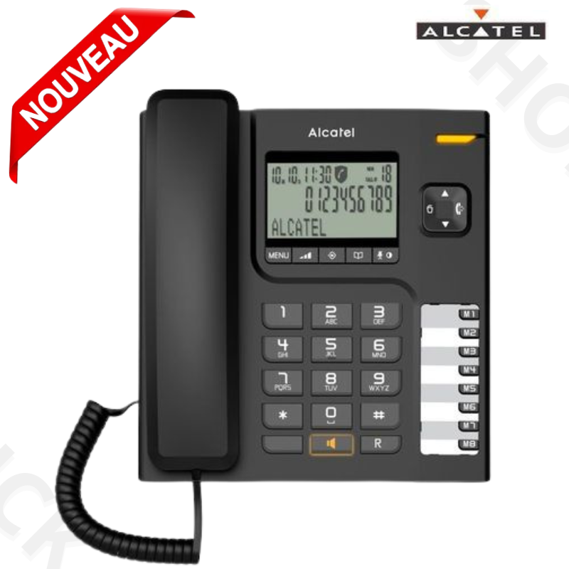 Téléphone Filaire T76 Fonction Mains Libres Écran Lcd Noir