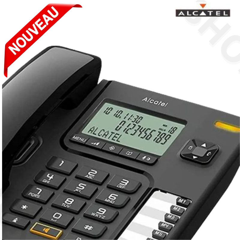 Téléphone Filaire T76 Fonction Mains Libres Écran Lcd Noir