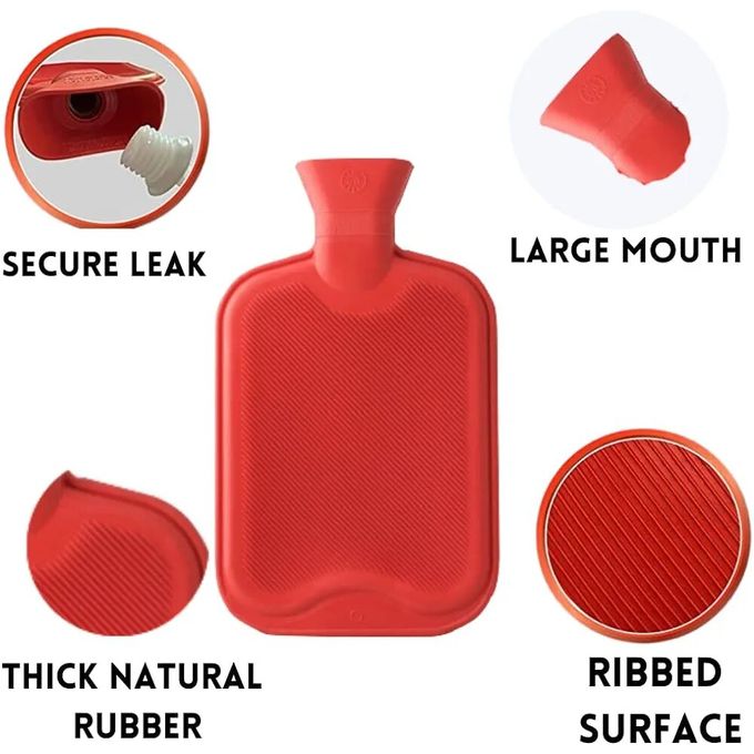 Bouillotte En Caoutchouc, Bouteille D'eau Chauffante Soulager La Douleur 2litre Couleur Aleatoire