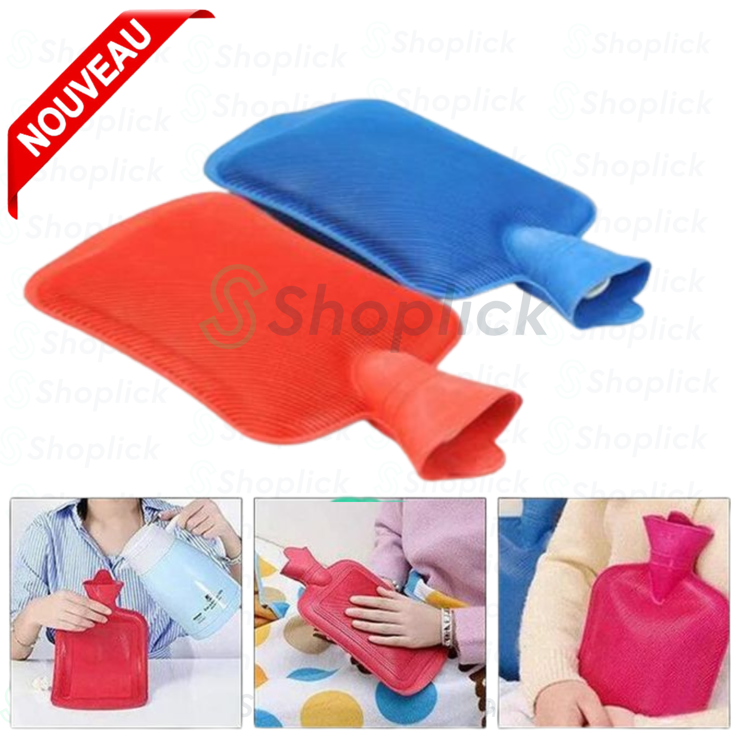 Bouillotte En Caoutchouc, Bouteille Deau Chauffante Soulager La Douleur 2litre Couleur Aleatoire thumbnail 3