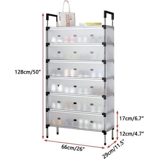 Etagère À Chaussures En Fer 7 Couches Avec Crochet Pour Salon, Chambre À Coucher