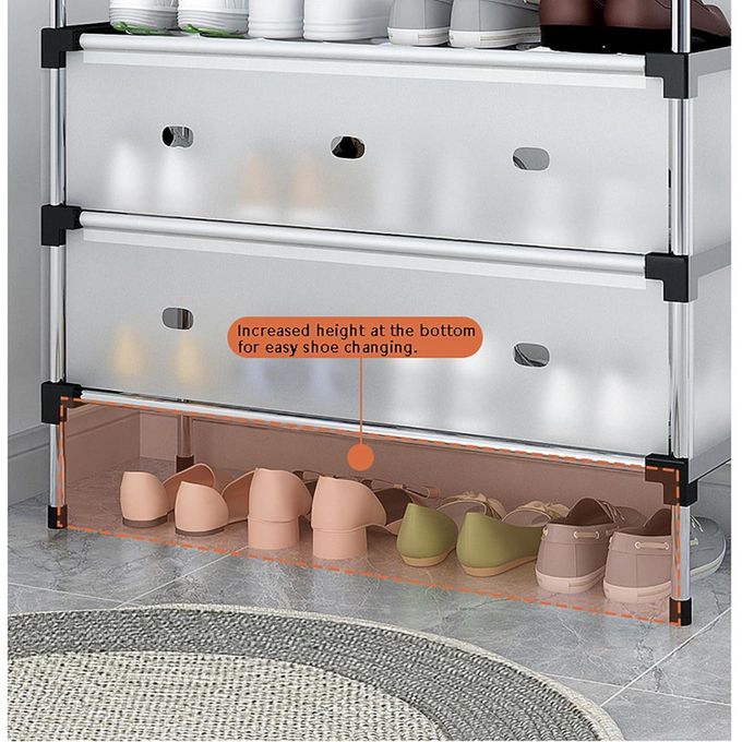 Etagère À Chaussures En Fer 7 Couches Avec Crochet Pour Salon, Chambre À Coucher thumbnail 3