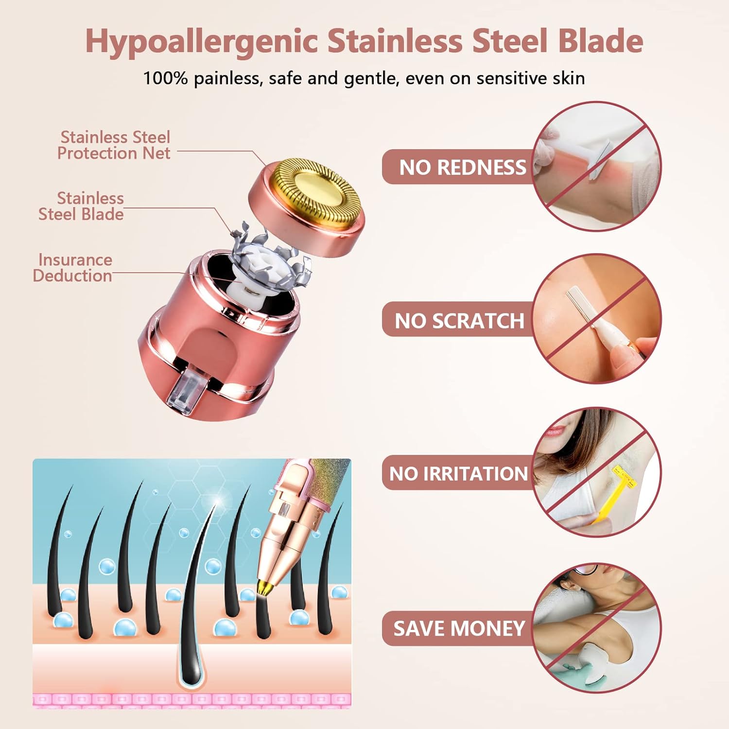 Rasoir Électrique Femme - Épilateur Usb Rechargeable 2 En 1