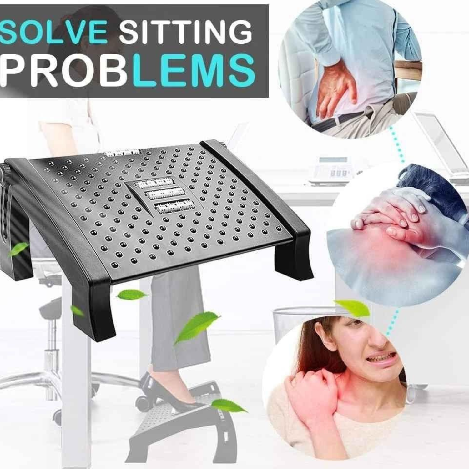 Repose-pieds À Bascule Sous Le Bureau À Rouleaux Reglable Repose-pieds En Plastique Avec Masseur