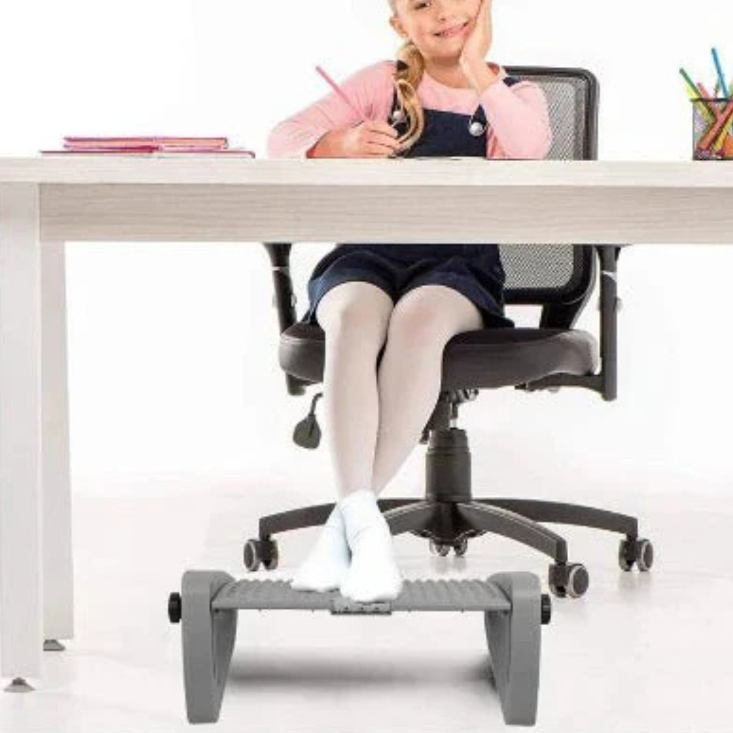 Repose-pieds À Bascule Sous Le Bureau À Rouleaux Reglable Repose-pieds En Plastique Avec Masseur thumbnail 4