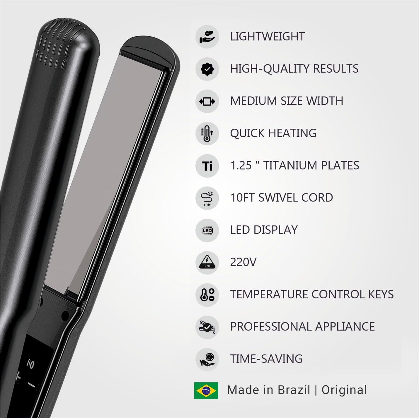 Lisseur De Cheveux Professionnel En Titane 250°c (480°f) Fer Plat Haute Performance