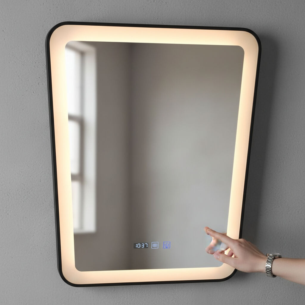 Miroir Mural Led – Éclairage 3 Couleurs, Horloge Intégrée Et Antibuée