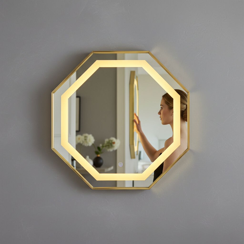 Miroir Mural Led – Éclairage 3 Couleurs + Horloge Et Antibuée