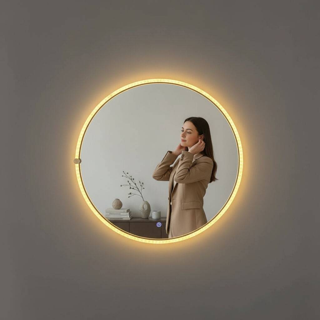 Miroir Mural Led – Éclairage 3 Couleurs, Horloge Intégrée Et Antibuée